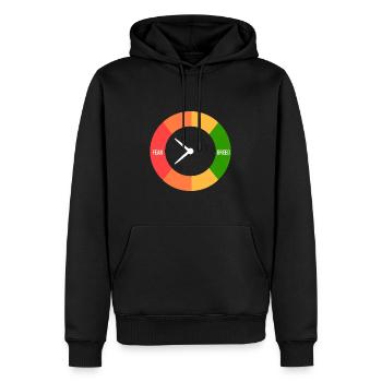 Angst > Gier - Männer Premium Bio Hoodie - Schwarz - Vorne - Nico (187cm)