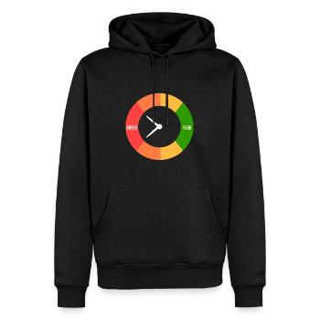 Gier > Angst - Männer Premium Bio Hoodie - Schwarz - Vorne - Nico (187cm)