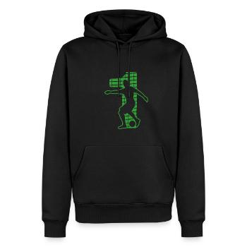 Fußball soccer sport Fußballer Fußballplatz NR.1 - Männer Premium Bio Hoodie - Schwarz - Vorne - Nico (187cm)