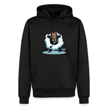 Une brebis détective ? - Sweat à capuche Premium bio Homme - noir - Devant - Nico (187cm)