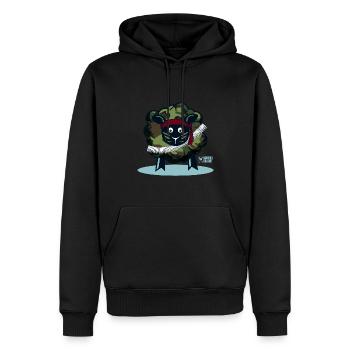 Ewe ein Soldat? - Männer Premium Bio Hoodie - Schwarz - Vorne - Nico (187cm)