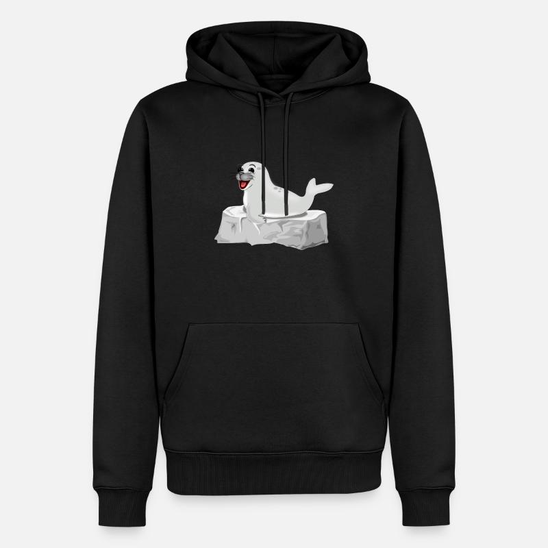Phoque rieur sur le rocher - Sweat à capuche Premium bio Homme - noir