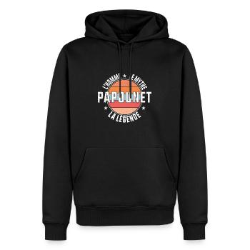 Papounet l'Homme le Mythe la Légende Cadeau - Sweat à capuche Premium bio Homme - noir - Devant - Nico (187cm)