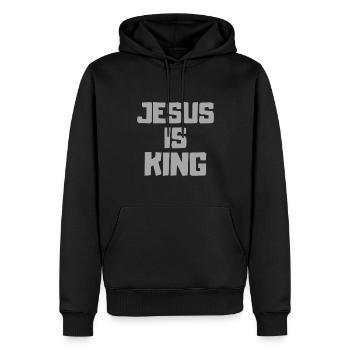 Jesus is King! Christlich - Männer Premium Bio Hoodie - Schwarz - Vorne - Nico (187cm)