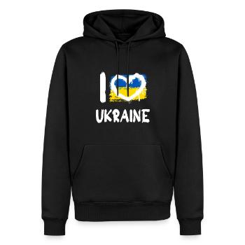 I love Ukraine / Ich Liebe Ukraine Land Länder - Männer Premium Bio Hoodie - Schwarz - Vorne - Nico (187cm)
