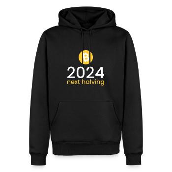2024 - next halving - Men’s Premium Organic Hoodie - black - Front - Nico (187cm)