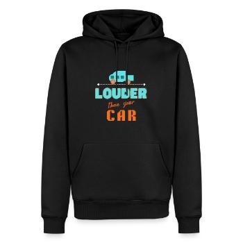 lauter als Ihr Auto - Männer Premium Bio Hoodie - Schwarz - Vorne - Nico (187cm)