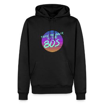 Retour dans les années 80 - Sweat à capuche Premium bio Homme - noir - Devant - Nico (187cm)