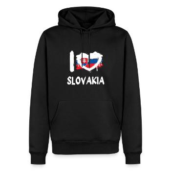 I love Slovakia / Ich Liebe Slowakei Land Länder - Männer Premium Bio Hoodie - Schwarz - Vorne - Nico (187cm)