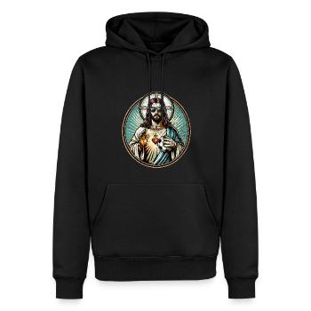 Jésus Football Cadeau Drôle Football Dieu Jésus Cadeau - Sweat à capuche Premium bio Homme - noir - Devant - Nico (187cm)