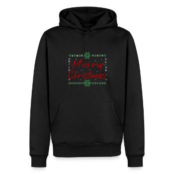 Joyeux réveillon de Noël Imprimé tricoté - Sweat à capuche Premium bio Homme - noir - Devant - Nico (187cm)