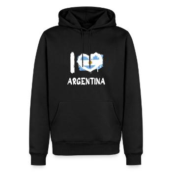 J’aime l’Argentine / J’aime l’Argentine Pays - Sweat à capuche Premium bio Homme - noir - Devant - Nico (187cm)