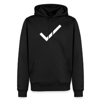 Häkchen | Weiß | Geschenkidee - Männer Premium Bio Hoodie - Schwarz - Vorne - Nico (187cm)