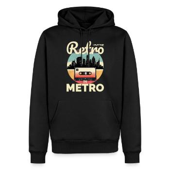 Retro trifft Metro: Ikonische 80er-Jahre-Vibes Stadtbild - Männer Premium Bio Hoodie - Schwarz - Vorne - Nico (187cm)