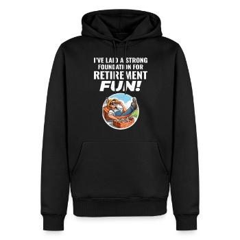 Retired Bricklayer: Retirement Foundations of Fun - Men’s Premium Organic Hoodie - black - Front - Nico (187cm)
