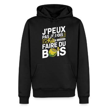 J peux pas je dois faire du bois - Sweat à capuche Premium bio Homme - noir - Devant - Nico (187cm)
