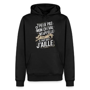 J'peux pas j'ai cheval - Sweat à capuche Premium bio Homme - noir - Devant - Nico (187cm)