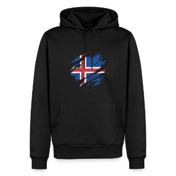 Garçons d’Islande - Sweat à capuche Premium bio Homme - noir - Devant - Nico (187cm)