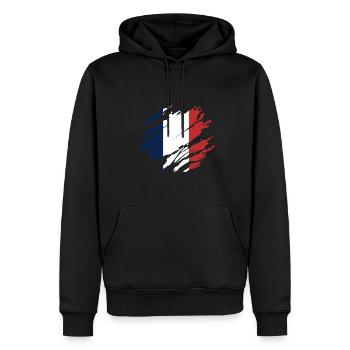 Drapeau de la France - Sweat à capuche Premium bio Homme - noir - Devant - Nico (187cm)