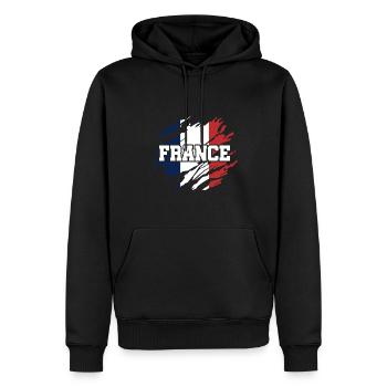 France - Sweat à capuche Premium bio Homme - noir - Devant - Nico (187cm)