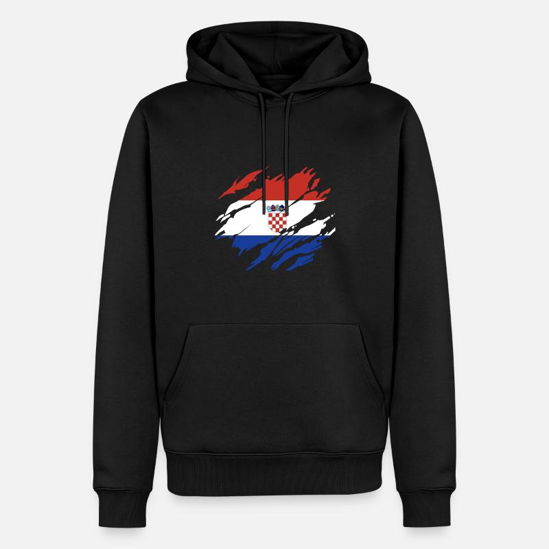 Drapeau de la Croatie - Sweat à capuche Premium bio Homme - noir