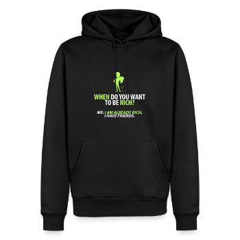 Déjà riche : mes amis - Sweat à capuche Premium bio Homme - noir - Devant - Nico (187cm)