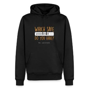 Welches Passwort? - Männer Premium Bio Hoodie - Schwarz - Vorne - Nico (187cm)