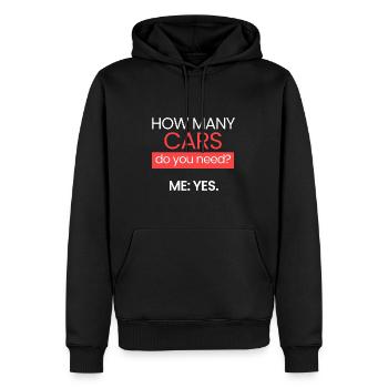 Combien de voitures? - Sweat à capuche Premium bio Homme - noir - Devant - Nico (187cm)