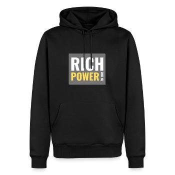 un pouvoir riche en moi - Sweat à capuche Premium bio Homme - noir - Devant - Nico (187cm)
