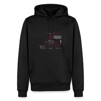 Ja, mein Freund hat das für mich gekauft. - Männer Premium Bio Hoodie - Schwarz - Vorne - Nico (187cm)
