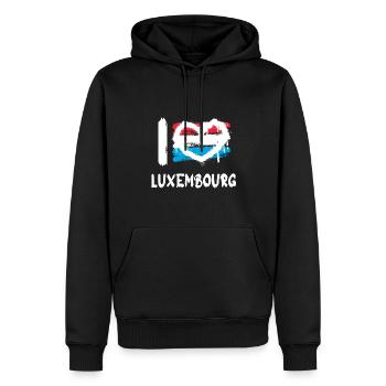 J’aime le Luxembourg / Ich Liebe Luxembourg Land - Sweat à capuche Premium bio Homme - noir - Devant - Nico (187cm)