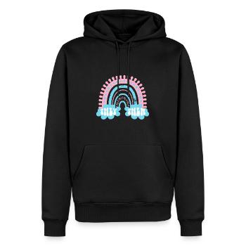 Vous Trans Pronoms Transgenre Boho Arc-en-ciel - Sweat à capuche Premium bio Homme - noir - Devant - Nico (187cm)