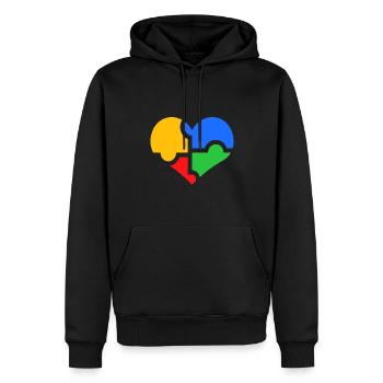 Puzzle coeur d'amour autiste autiste - Sweat à capuche Premium bio Homme - noir - Devant - Nico (187cm)