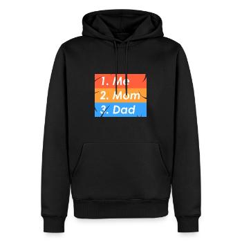 1. Ich 2. Mama 3. Papa - Männer Premium Bio Hoodie - Schwarz - Vorne - Nico (187cm)
