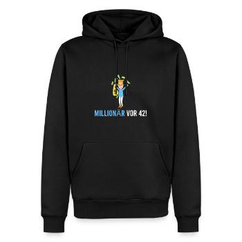 Millionär vor 42! - Männer Premium Bio Hoodie - Schwarz - Vorne - Nico (187cm)