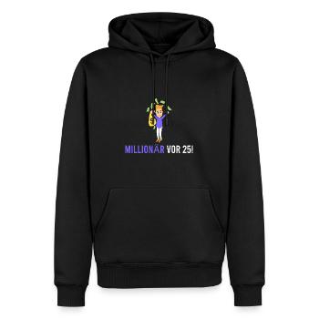Millionär vor 25! - Männer Premium Bio Hoodie - Schwarz - Vorne - Nico (187cm)