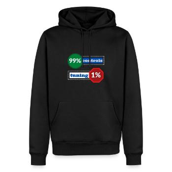 1% Abstimmung 99% Kontrollen - Männer Premium Bio Hoodie - Schwarz - Vorne - Nico (187cm)