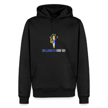 Millionär vor 50! - Männer Premium Bio Hoodie - Schwarz - Vorne - Nico (187cm)