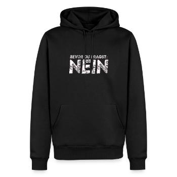 Avant de demander : Pas d’idée cadeau drôle de dicton - Sweat à capuche Premium bio Homme - noir - Devant - Nico (187cm)