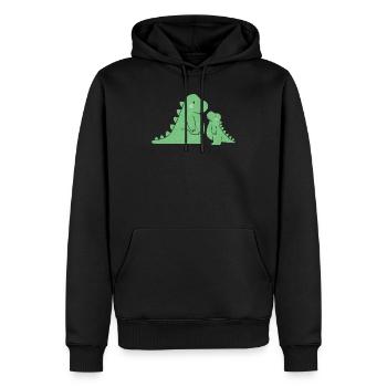 Doux dinosaure maman avec des dinosaures bébé - Sweat à capuche Premium bio Homme - noir - Devant - Nico (187cm)
