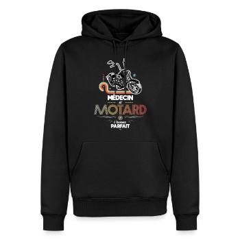 Médecin et motard l homme parfait - Sweat à capuche Premium bio Homme - noir - Devant - Nico (187cm)