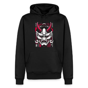 Japanische Oni Maske - Männer Premium Bio Hoodie - Schwarz - Vorne - Nico (187cm)