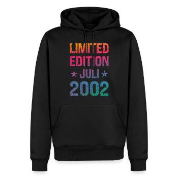 Fête d’anniversaire en édition limitée Vintage 2002 - Sweat à capuche Premium bio Homme - noir - Devant - Nico (187cm)