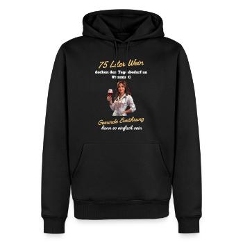 75 Liter Wein - Gesunde Ernährung so einfach - Männer Premium Bio Hoodie - Schwarz - Vorne - Nico (187cm)