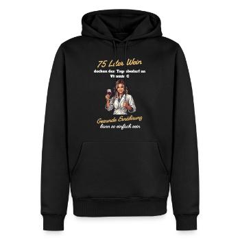 75 Liter Wein - Gesunde Ernährung so einfach - Männer Premium Bio Hoodie - Schwarz - Vorne - Nico (187cm)
