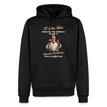 75 Liter Wein - Gesunde Ernährung so einfach - Männer Premium Bio Hoodie - Schwarz - Vorne - Nico (187cm)