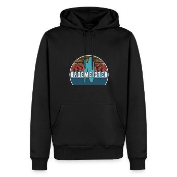 bademeister - Männer Premium Bio Hoodie - Schwarz - Vorne - Nico (187cm)
