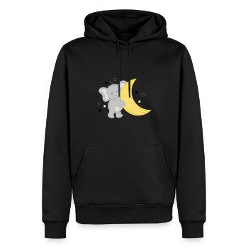 Kleiner Elefant mit Mond und Sternen - Männer Premium Bio Hoodie - Schwarz - Vorne - Nico (187cm)