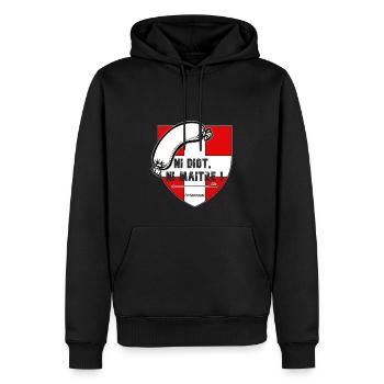 ni diot ni maitre - Sweat à capuche Premium bio Homme - noir - Devant - Nico (187cm)