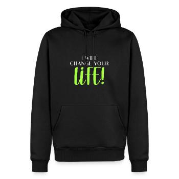 Je vais changer ta vie! - Sweat à capuche Premium bio Homme - noir - Devant - Nico (187cm)
